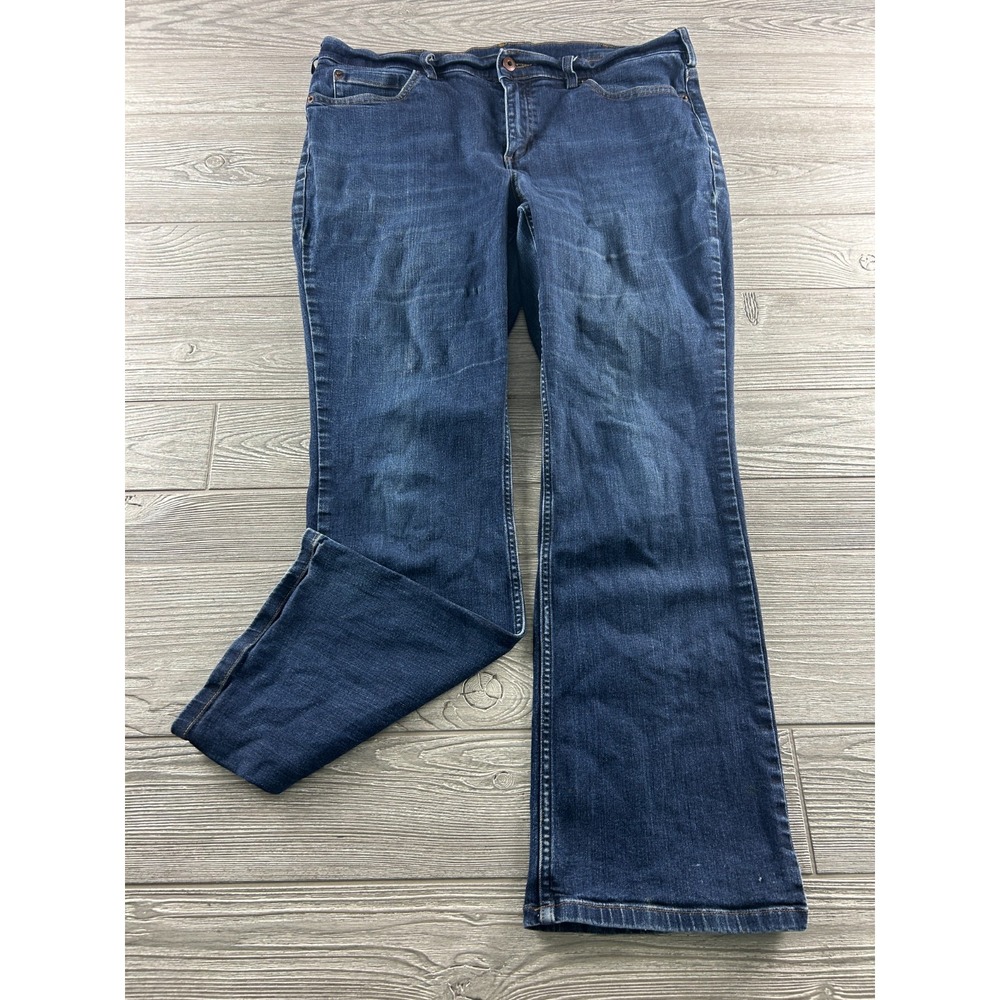Duluth Trading Womens Jeans 16x31 Dark Wash Denim Bootcut Stretch Blue